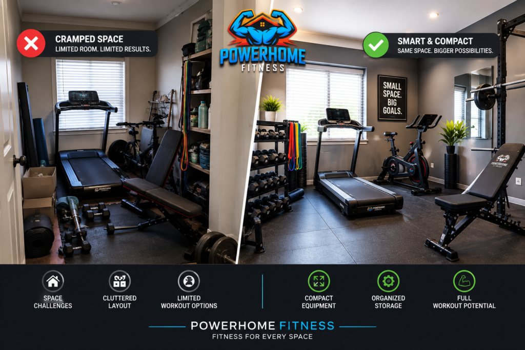 from cramped corner to compact gym